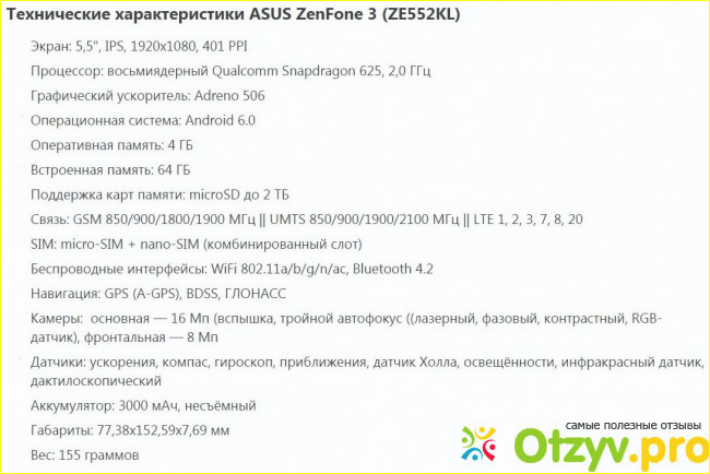 Обзор смартфона ASUS ZenFone 3 (ZE552KL) 