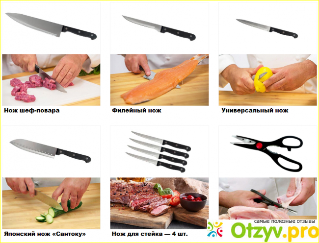 Отзыв о Набор ножей с подставкой и ножеточкой Delimano «Шеф повар»: цена, отзывы