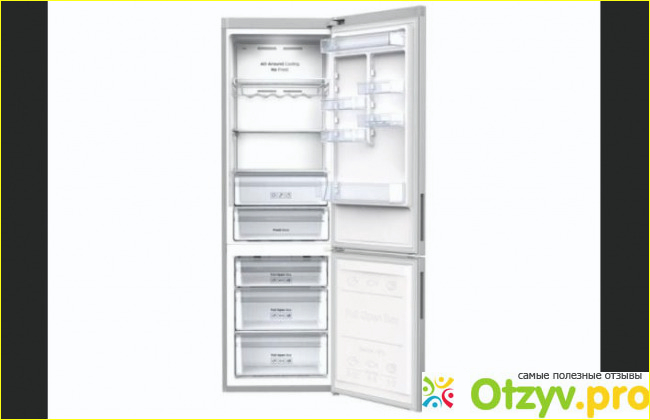 Двухкамерный холодильник Samsung RB-37 J5240SA и его холодильное и морозильное отделения.