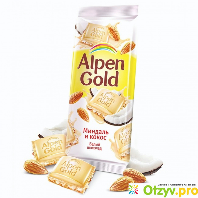 Отзыв о Белый шоколад Alpen Gold с миндалём и кокосовой стружкой