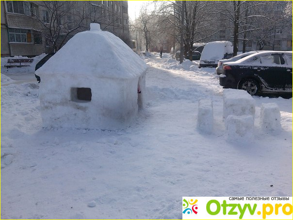 Зимний элемент ландшафтного дизайна. Снежный домик фото1