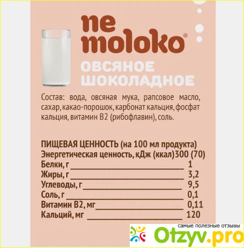Отзыв о Nemoloko овсяное шоколадное напиток растительный для детей и взрослых